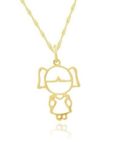 Conjunto Corrente Singapura 45cm Pingente Menina Filha - Dr joias Menor preço em Conjunto Corrente Singapura 45cm Pingente Menina Filha - Dr joias