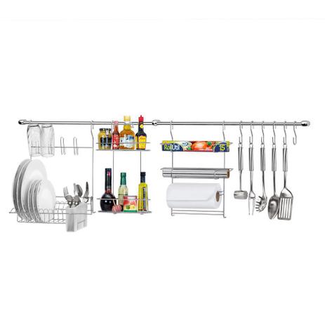 Conjunto Cozinha Escorredor Porta Rolos Ganchos Arthi 1410 Menor preço em Conjunto Cozinha Escorredor Porta Rolos Ganchos Arthi 1410
