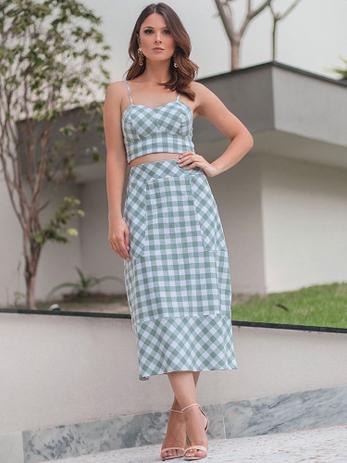conjunto de saia e blusa midi