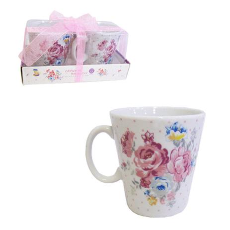 Conjunto de 02 Canecas de Porcelana Estampa de Flores 140 ml - Rocie Menor preço em Conjunto de 02 Canecas de Porcelana Estampa de Flores 140 ml - Rocie