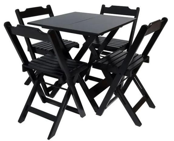 Conjunto de 1 mesa bar dobrável 70x70 com Tampo em MDF com 4 cadeiras dobrável de madeira - Madere mesas Menor preço em Conjunto de 1 mesa bar dobrável 70x70 com Tampo em MDF com 4 cadeiras dobrável de madeira - Madere mesas