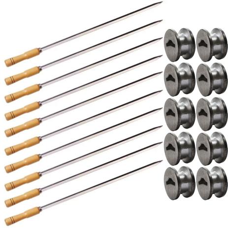 Conjunto de 10 Espetos Simples Roldanas P/ Espeto Churrasco - Wp Connect Menor preço em Conjunto de 10 Espetos Simples Roldanas P/ Espeto Churrasco - Wp Connect