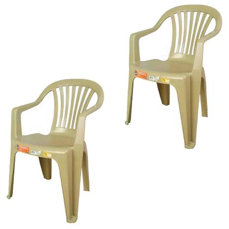 conjunto de 2 Cadeiras Plásticas Poltrona Bege - Antares Menor preço em conjunto de 2 Cadeiras Plásticas Poltrona Bege - Antares