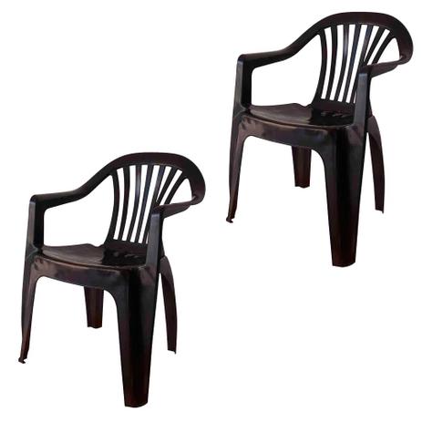 Conjunto de 2 Cadeiras Plásticas Poltrona preta - Antares Menor preço em Conjunto de 2 Cadeiras Plásticas Poltrona preta - Antares