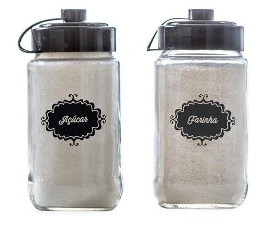Conjunto de 2 Potes 300ml (Açucareiro / Farinheiro) Preto - Black - Vetrolar Menor preço em Conjunto de 2 Potes 300ml (Açucareiro / Farinheiro) Preto - Black - Vetrolar