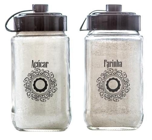 Conjunto de 2 Potes de 300ml (Açucareiro/Farinheiro) - Fiore - Vetrolar Menor preço em Conjunto de 2 Potes de 300ml (Açucareiro/Farinheiro) - Fiore - Vetrolar