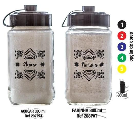 Conjunto de 2 Potes de 300ml (Açucareiro/Farinheiro) - Linha Patna - Vetrolar Menor preço em Conjunto de 2 Potes de 300ml (Açucareiro/Farinheiro) - Linha Patna - Vetrolar