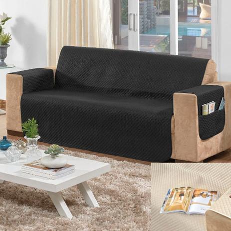 Conjunto de 2 Protetores de Sofá com 2 e 3 lugares com porta controle Preto - Casa dona Menor preço em Conjunto de 2 Protetores de Sofá com 2 e 3 lugares com porta controle Preto - Casa dona
