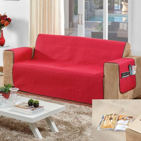 Conjunto de 2 Protetores de Sofá com 2 e 3 lugares com porta controle Vermelho - Casa dona Menor preço em Conjunto de 2 Protetores de Sofá com 2 e 3 lugares com porta controle Vermelho - Casa dona