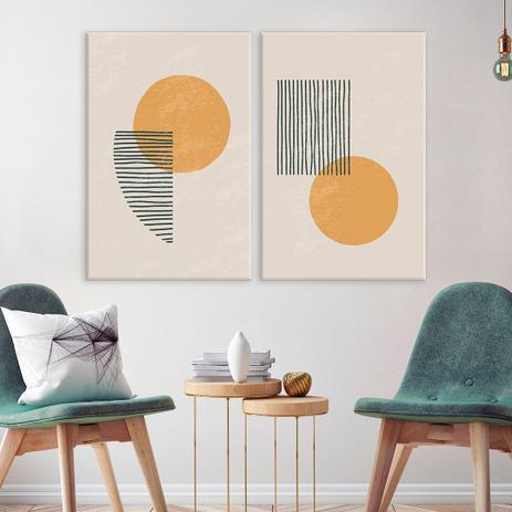 Conjunto de 2 Telas Decorativa Circulo com Riscos - Love Decor Menor preço em Conjunto de 2 Telas Decorativa Circulo com Riscos - Love Decor