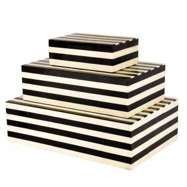 Conjunto de 3 caixas decorativas em madeira preto e branco p 5cm - Btc decor Menor preço em Conjunto de 3 caixas decorativas em madeira preto e branco p 5cm - Btc decor