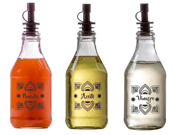 Conjunto de 3 Galheteiros Coquinho 220ml (Pimenta/Azeite/Vinagre) - Linha Patna - Vetrolar Menor preço em Conjunto de 3 Galheteiros Coquinho 220ml (Pimenta/Azeite/Vinagre) - Linha Patna - Vetrolar