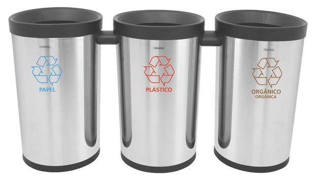 Conjunto de 3 Lixeiras Cônicas Aço Inox 50 Litros Tramontina 94539/003 Menor preço em Conjunto de 3 Lixeiras Cônicas Aço Inox 50 Litros Tramontina 94539/003