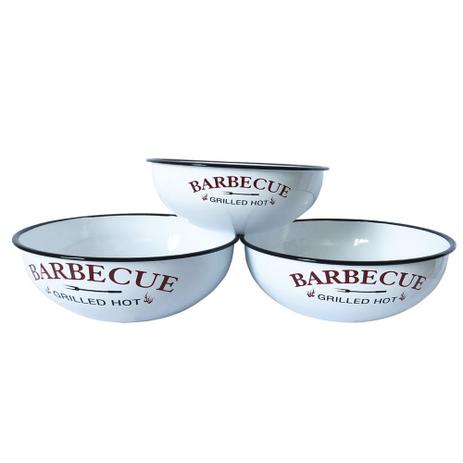 Conjunto de 3 potes - barbecueem metal esmaltado branco g: - Btc decor Menor preço em Conjunto de 3 potes - barbecueem metal esmaltado branco g: - Btc decor