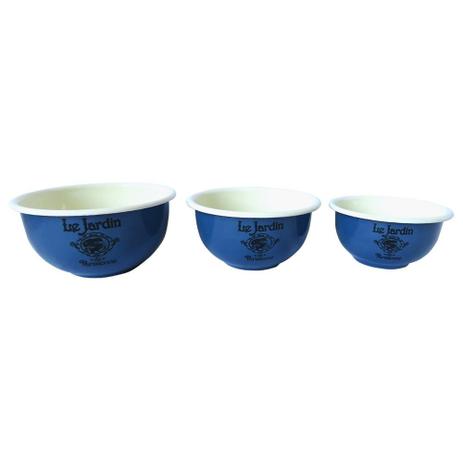 Conjunto de 3 potes - le jardin em metal esmaltado azul g: - Btc decor Menor preço em Conjunto de 3 potes - le jardin em metal esmaltado azul g: - Btc decor
