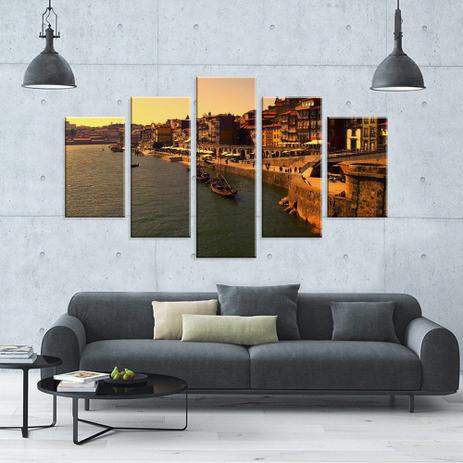 Conjunto de 5 Telas Decorativas em Canvas Cidade do Porto - Love decor Menor preço em Conjunto de 5 Telas Decorativas em Canvas Cidade do Porto - Love decor