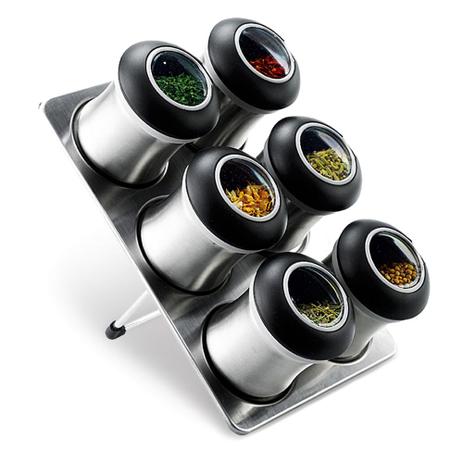 Conjunto de 6 Porta Temperos e Suporte em Aço Inox com Imã - Sem-marca Menor preço em Conjunto de 6 Porta Temperos e Suporte em Aço Inox com Imã - Sem-marca