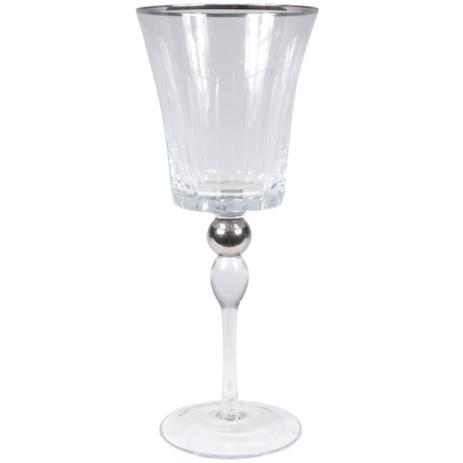 Conjunto de 6 taças para vinho branco detalhe prata - Btc decor Menor preço em Conjunto de 6 taças para vinho branco detalhe prata - Btc decor