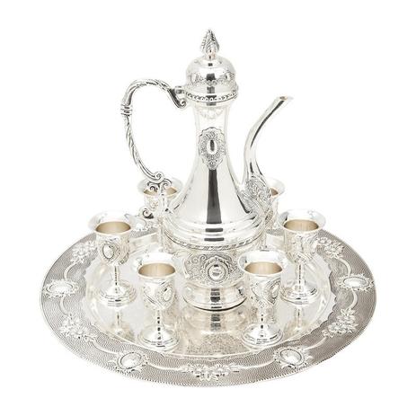 Conjunto de 6 Taças para Vinho com Jarra e Bandeja em Zinco Timothy Prestige - Rojemac Menor preço em Conjunto de 6 Taças para Vinho com Jarra e Bandeja em Zinco Timothy Prestige - Rojemac