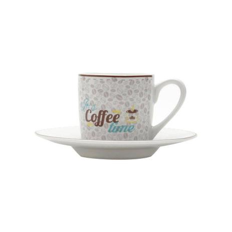 Conjunto de 6 Xícaras de Café com Pires Coffee Time 90ml - Bon Gourmet Menor preço em Conjunto de 6 Xícaras de Café com Pires Coffee Time 90ml - Bon Gourmet