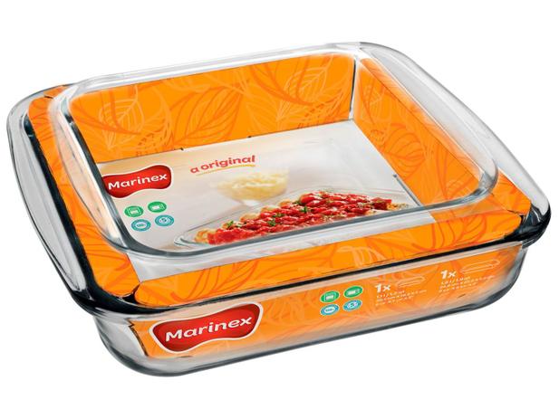 Conjunto de Assadeiras Marinex Quadrado de Vidro 2 Peças Com Alça 15220200943957