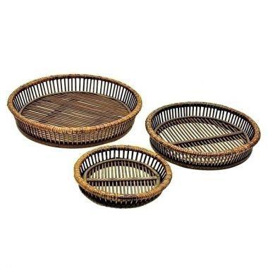 Conjunto de bandejas de bambu 3 pcs- redonda - Btc decor Menor preço em Conjunto de bandejas de bambu 3 pcs- redonda - Btc decor