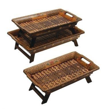 Conjunto de bandejas de bambu com pe 3 pcs - Btc decor Menor preço em Conjunto de bandejas de bambu com pe 3 pcs - Btc decor