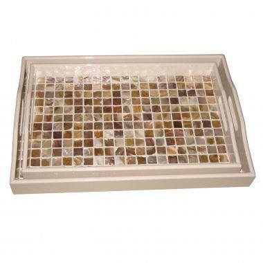 Menor preço em Conjunto de bandejas de madeira bege 2 pcs 48cm x 32,5cm x 6,3cm - Btc decor