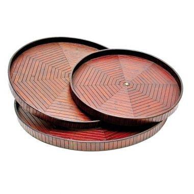 Conjunto de bandejas de madeira com bambu- redonda - Btc decor Menor preço em Conjunto de bandejas de madeira com bambu- redonda - Btc decor