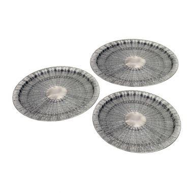 Conjunto de bandejas de metal prata - 3 pcs - Btc decor Menor preço em Conjunto de bandejas de metal prata - 3 pcs - Btc decor