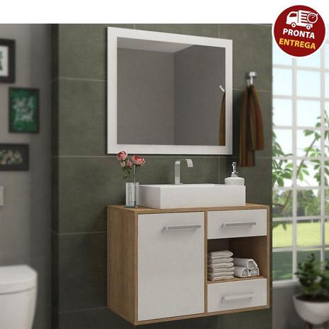 Conjunto de Banheiro Completo Personal: Balcão + Painel + Cuba- Elmo/Branco - Arte cas Menor preço em Conjunto de Banheiro Completo Personal: Balcão + Painel + Cuba- Elmo/Branco - Arte cas