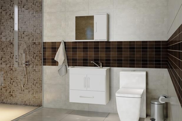 Conjunto de Banheiro Gabinete e Espelho Atenas 102x109x21.5 cm Branco - Mgm Menor preço em Conjunto de Banheiro Gabinete e Espelho Atenas 102x109x21.5 cm Branco - Mgm