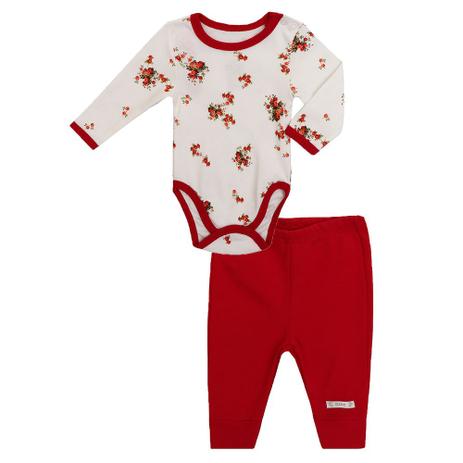 Conjunto de Bebê Feminino Body e Calça Suedine Floral - Bibe Menor preço em Conjunto de Bebê Feminino Body e Calça Suedine Floral - Bibe