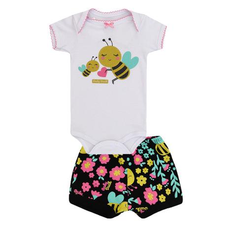 Conjunto de Bebê Feminino Body e Short Maha Abelhas - Baby duck é boa?