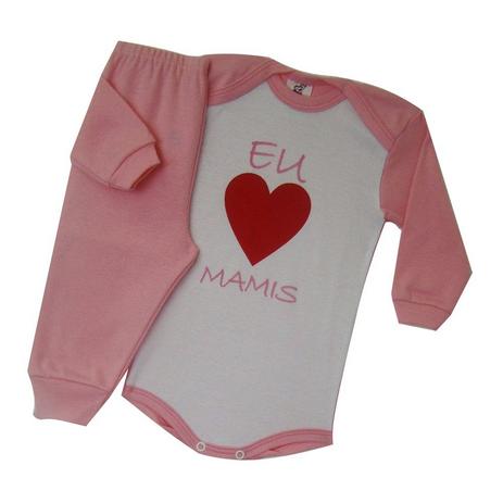 Conjunto de Body c/ Frase - Eu 3 Mamis Rosa - Fox red Menor preço em Conjunto de Body c/ Frase - Eu 3 Mamis Rosa - Fox red