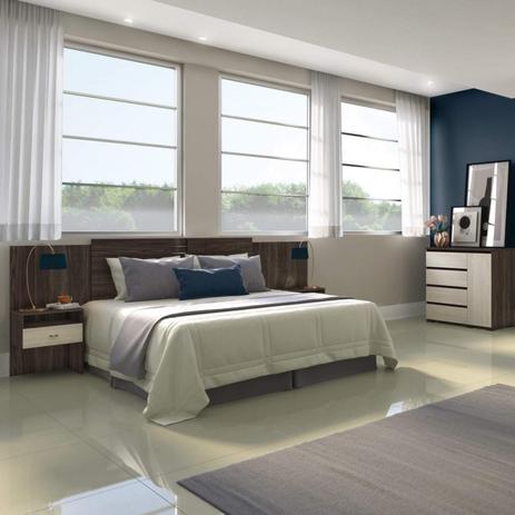 Conjunto de Cabeceira Casal Extensível com 2 Criados Mudo e Cômoda Caribe Móveis Rimo Ébano/Savana Menor preço em Conjunto de Cabeceira Casal Extensível com 2 Criados Mudo e Cômoda Caribe Móveis Rimo Ébano/Savana