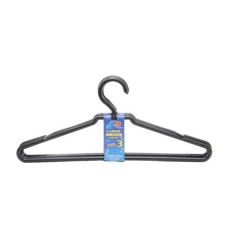 Conjunto de cabides com 3 un preto - Usiplast Menor preço em Conjunto de cabides com 3 un preto - Usiplast