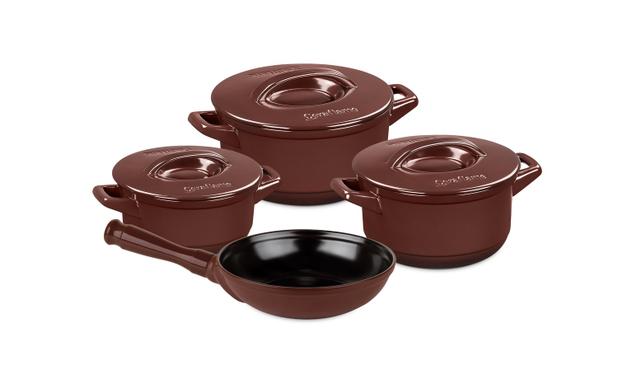 Conjunto de caçarolas de cerâmica ceraflame duo+ 4 peças chocolate Menor preço em Conjunto de caçarolas de cerâmica ceraflame duo+ 4 peças chocolate