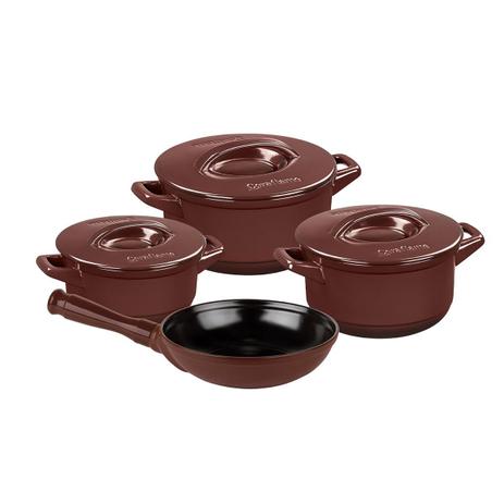 Conjunto De Caçarolas Duo 4 Peças Chocolate Em Cerâmica Ceraflame Menor preço em Conjunto De Caçarolas Duo 4 Peças Chocolate Em Cerâmica Ceraflame