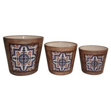 Conjunto de cachepots de ceramica azul - 3 pcs - Btc decor Menor preço em Conjunto de cachepots de ceramica azul - 3 pcs - Btc decor