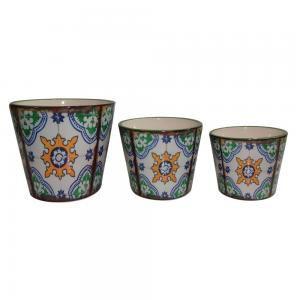 Conjunto de Cachepots de Cerâmica Flor 3 peças - Decorafast Menor preço em Conjunto de Cachepots de Cerâmica Flor 3 peças - Decorafast