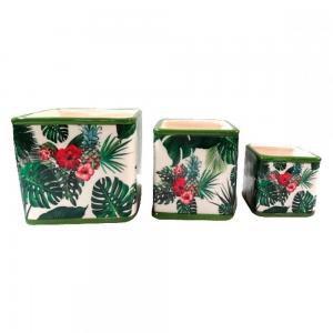 Conjunto de Cachepots de Cerâmica Flores 3 peças - Decorafast Menor preço em Conjunto de Cachepots de Cerâmica Flores 3 peças - Decorafast
