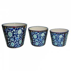 Conjunto de Cachepots de Cerâmica Florido 3 peças - Decorafast Menor preço em Conjunto de Cachepots de Cerâmica Florido 3 peças - Decorafast