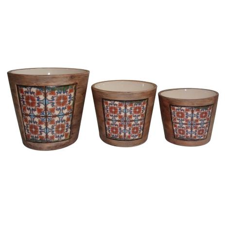 Conjunto de cachepots de ceramica laranja - 3 pcs - Btc decor Menor preço em Conjunto de cachepots de ceramica laranja - 3 pcs - Btc decor