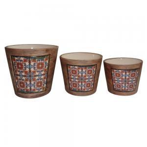 Conjunto de Cachepots de Cerâmica Laranja 3 peças - Decorafast Menor preço em Conjunto de Cachepots de Cerâmica Laranja 3 peças - Decorafast