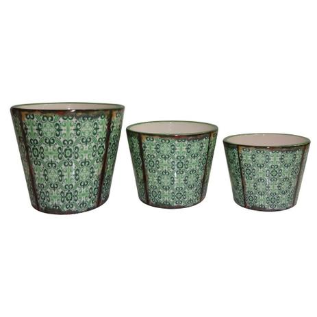 Conjunto de cachepots de ceramica verde - 3 pcs - Btc decor Menor preço em Conjunto de cachepots de ceramica verde - 3 pcs - Btc decor