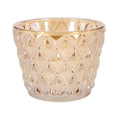 Conjunto de castiçais de vidro ambar 6pcs 7,5cm x 7,5cm x 6,5cm - Btc decor Menor preço em Conjunto de castiçais de vidro ambar 6pcs 7,5cm x 7,5cm x 6,5cm - Btc decor