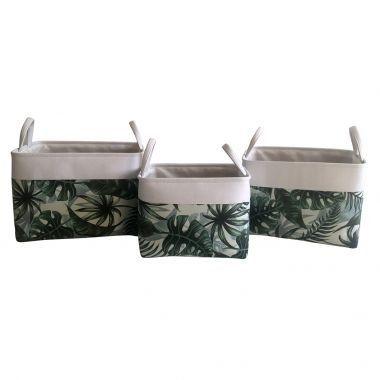 Conjunto de cestos com alca e de tecido de algodao com estampa de - Btc decor Menor preço em Conjunto de cestos com alca e de tecido de algodao com estampa de - Btc decor