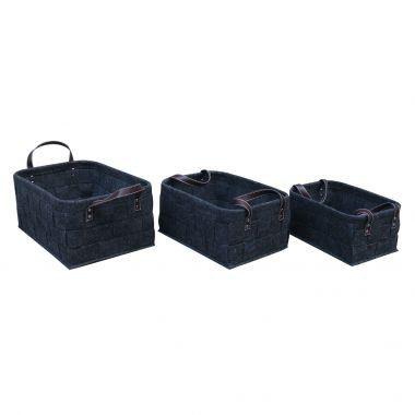 Conjunto de cestos com alca e tecido azul 3pcs g38 x 28 x 18cm m - Btc decor Menor preço em Conjunto de cestos com alca e tecido azul 3pcs g38 x 28 x 18cm m - Btc decor