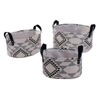 Conjunto de cestos com alca e tecido de algodao com estampa de des - Btc decor Menor preço em Conjunto de cestos com alca e tecido de algodao com estampa de des - Btc decor